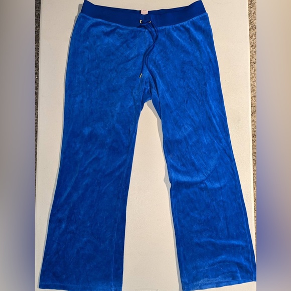 Juicy Couture Pants - Juicy Couture Blue Low Rise Y2K Wide Leg Velour Pants XL